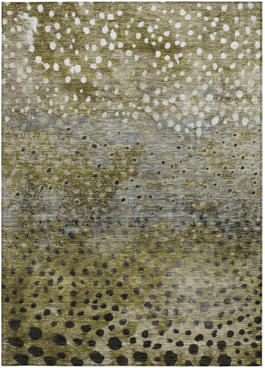 Brown Gray And Ivory Abstract Washable Indoor Outdoor Area Rug Photo 6