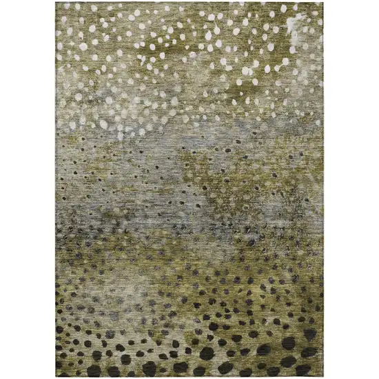 Brown Gray And Ivory Abstract Washable Indoor Outdoor Area Rug Photo 2