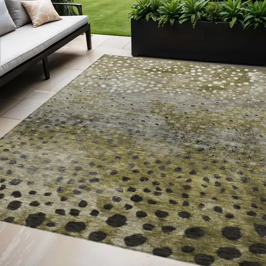 Brown Gray And Ivory Abstract Washable Indoor Outdoor Area Rug Photo 1