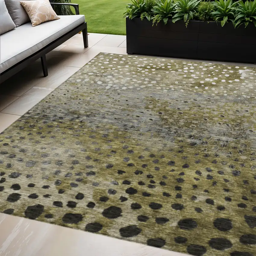 Brown Gray And Ivory Abstract Washable Indoor Outdoor Area Rug Photo 1