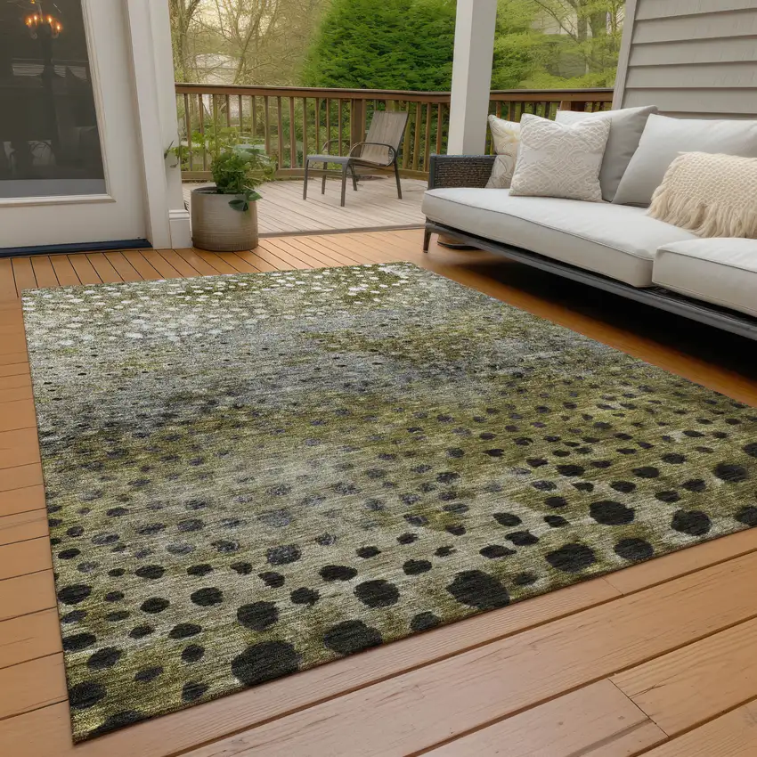 Brown Gray And Ivory Abstract Washable Indoor Outdoor Area Rug Photo 9