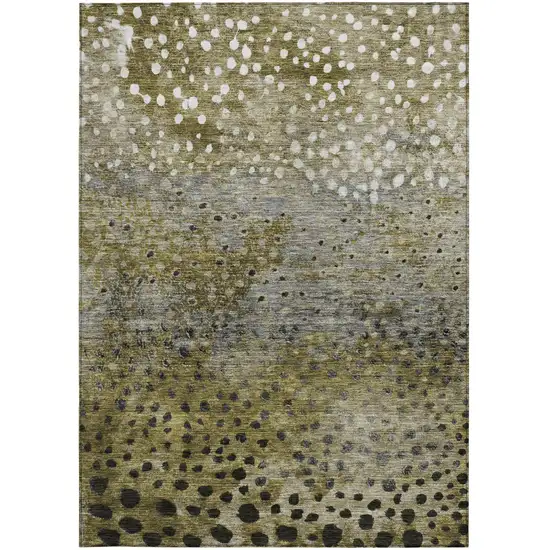 Brown Gray And Ivory Abstract Washable Indoor Outdoor Area Rug Photo 5