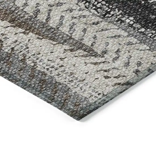 Brown Gray And Ivory Botanical Leaves Washable Indoor Outdoor Area Rug Photo 4