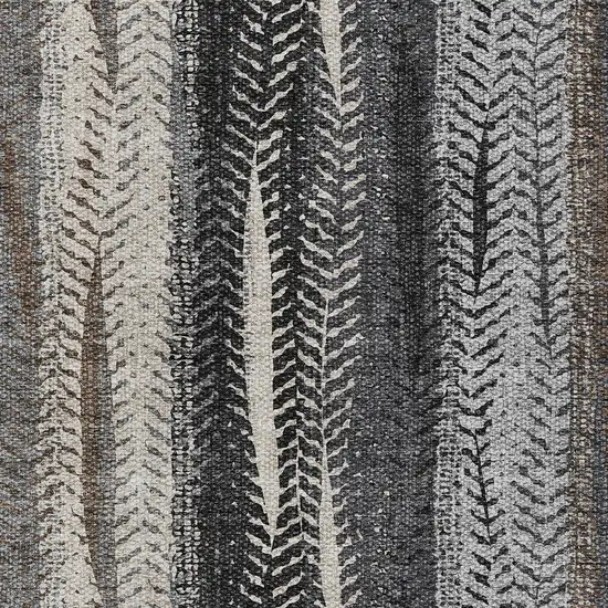 Brown Gray And Ivory Botanical Leaves Washable Indoor Outdoor Area Rug Photo 5