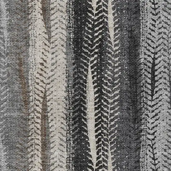 Brown Gray And Ivory Botanical Leaves Washable Indoor Outdoor Area Rug Photo 6
