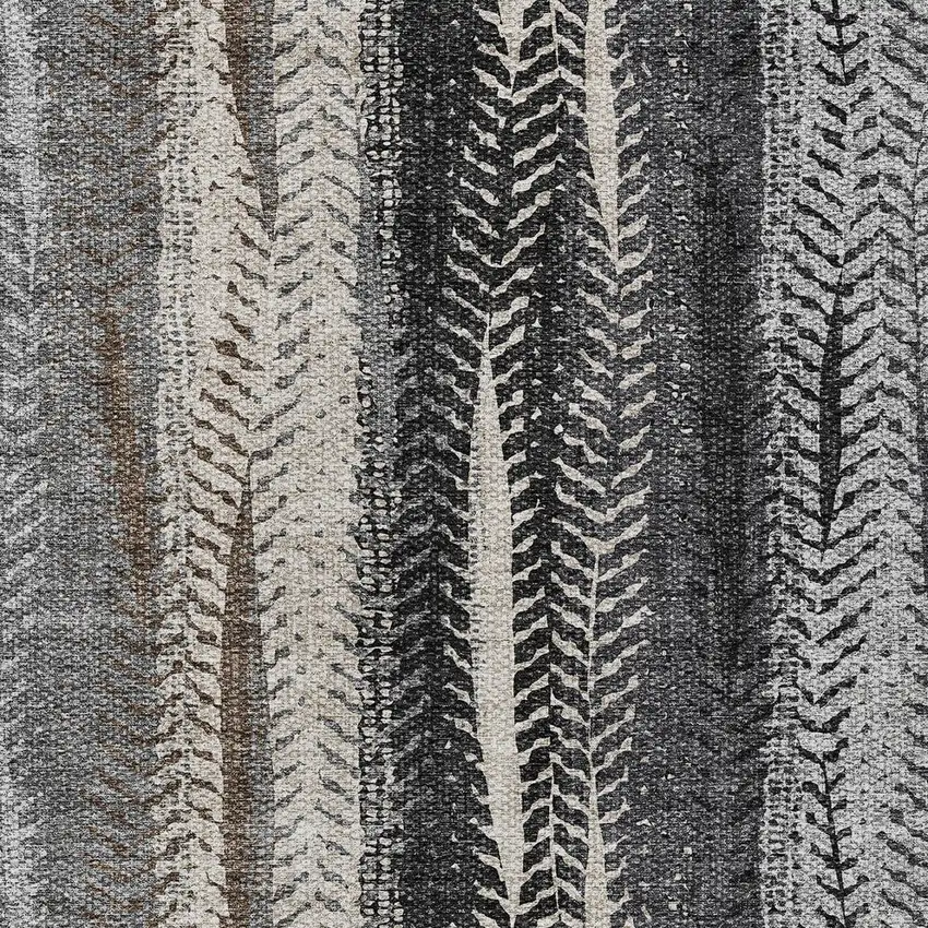 Brown Gray And Ivory Botanical Leaves Washable Indoor Outdoor Area Rug Photo 6