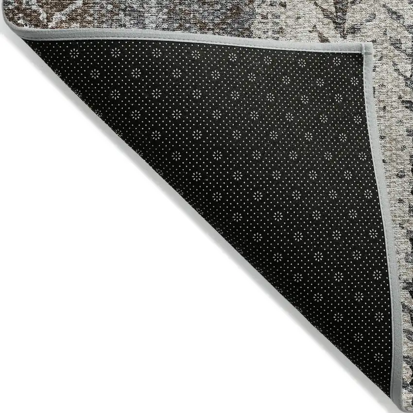Brown Gray And Ivory Botanical Leaves Washable Indoor Outdoor Area Rug Photo 4