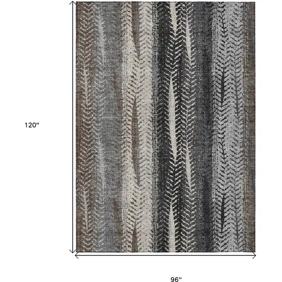 Brown Gray And Ivory Botanical Leaves Washable Indoor Outdoor Area Rug Photo 3