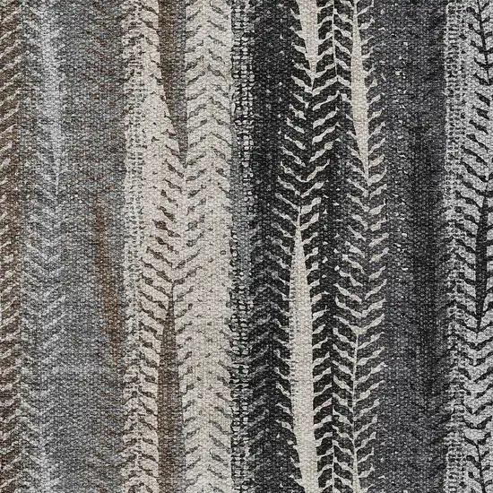 Brown Gray And Ivory Botanical Leaves Washable Indoor Outdoor Area Rug Photo 5