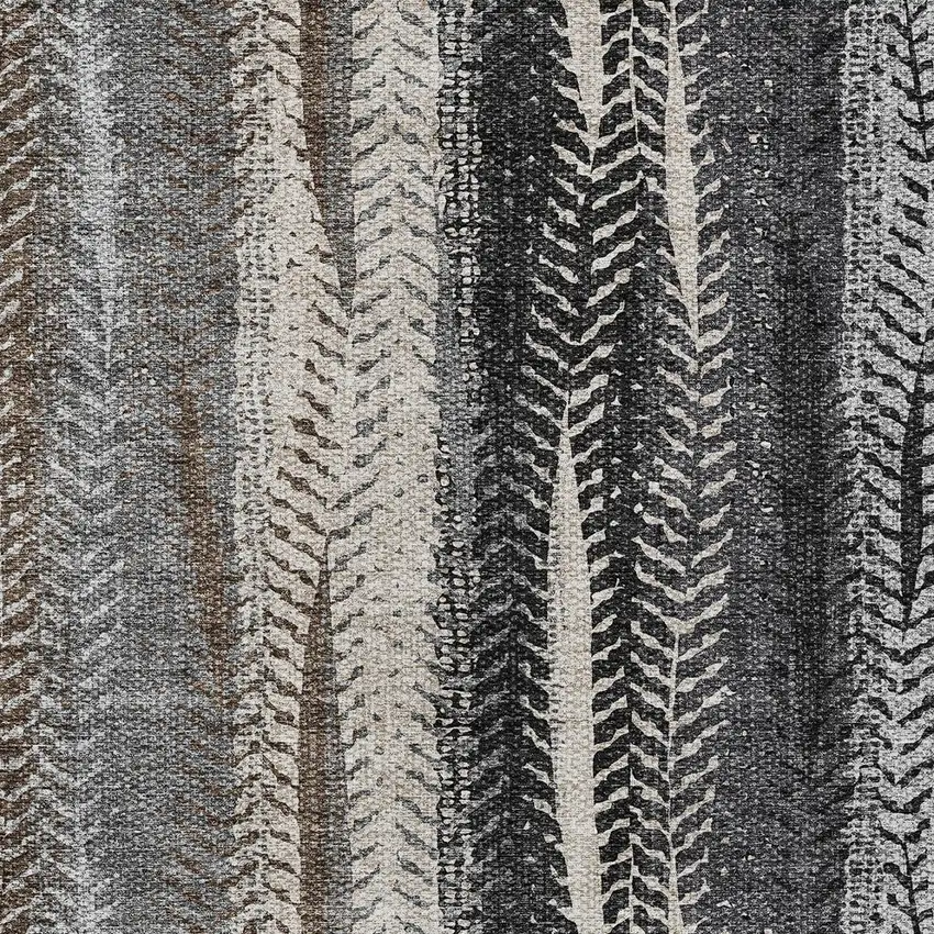 Brown Gray And Ivory Botanical Leaves Washable Indoor Outdoor Area Rug Photo 5