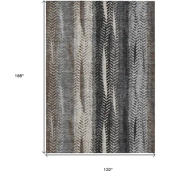 Brown Gray And Ivory Botanical Leaves Washable Indoor Outdoor Area Rug Photo 3