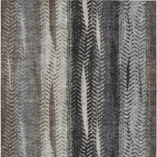 Brown Gray And Ivory Botanical Leaves Washable Indoor Outdoor Area Rug Photo 6