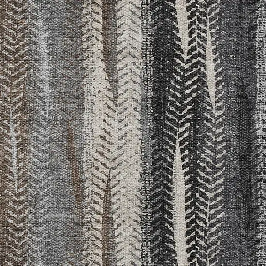 Brown Gray And Ivory Botanical Leaves Washable Indoor Outdoor Area Rug Photo 5