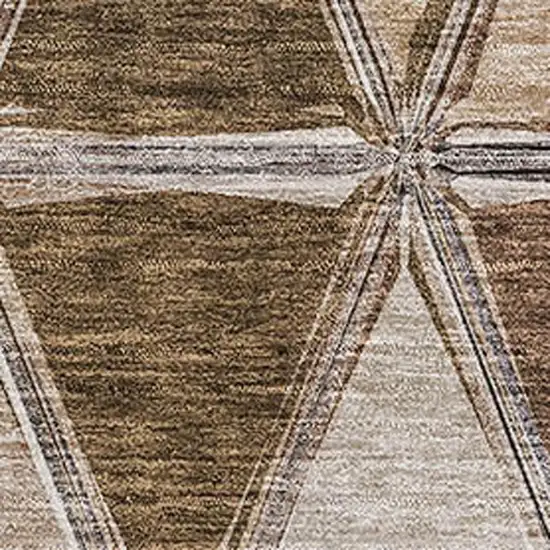 Brown Gray And Ivory Geometric Washable Area Rug With UV Protection Photo 4