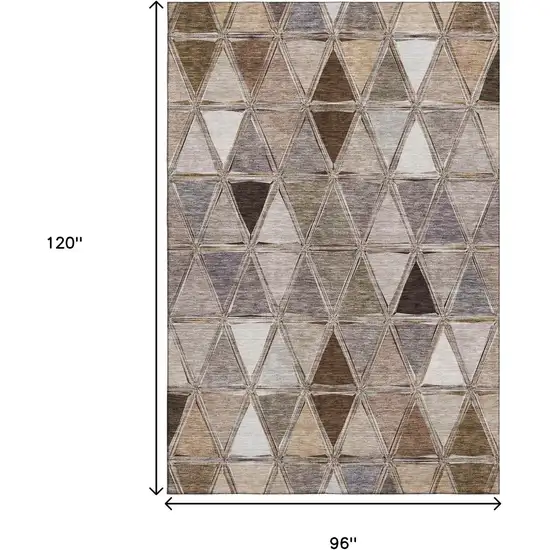 Brown Gray And Ivory Geometric Washable Area Rug With UV Protection Photo 3