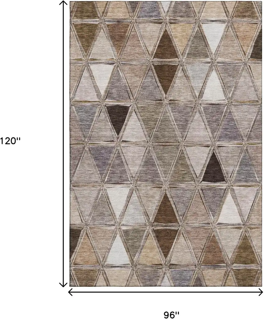 Brown Gray And Ivory Geometric Washable Area Rug With UV Protection Photo 3