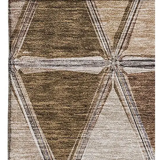 Brown Gray And Ivory Geometric Washable Area Rug With UV Protection Photo 5