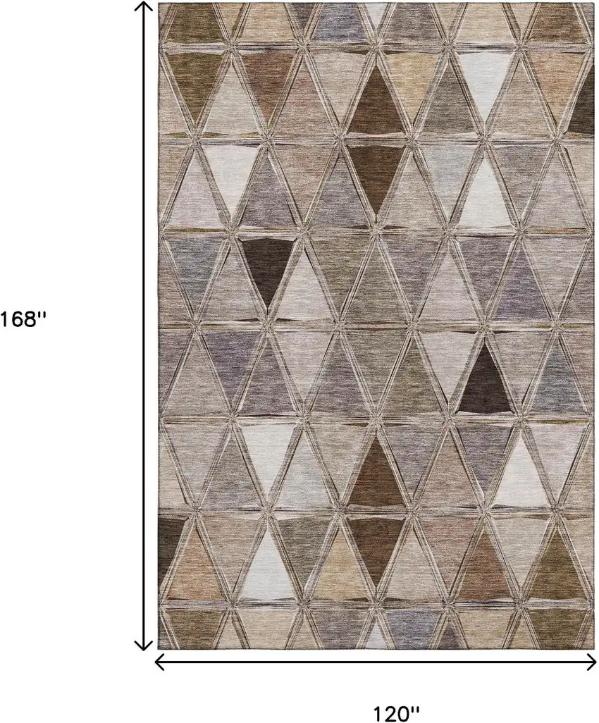 Brown Gray And Ivory Geometric Washable Area Rug With UV Protection Photo 3