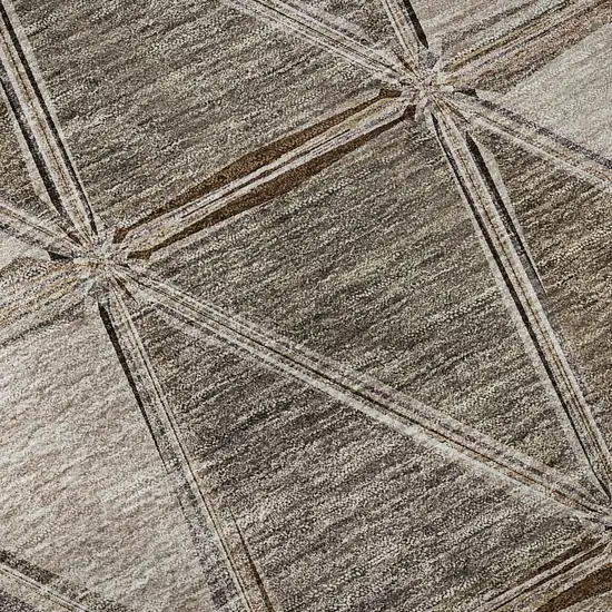 Brown Gray And Ivory Geometric Washable Area Rug With UV Protection Photo 9