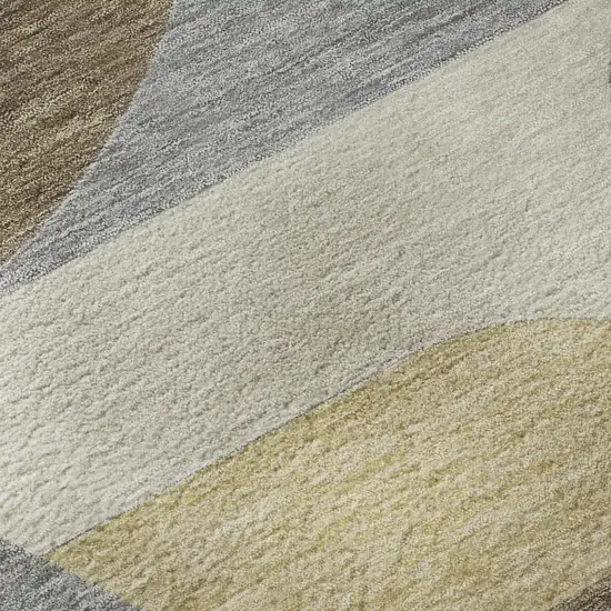 Brown Gray And Ivory Geometric Washable Area Rug With UV Protection Photo 9