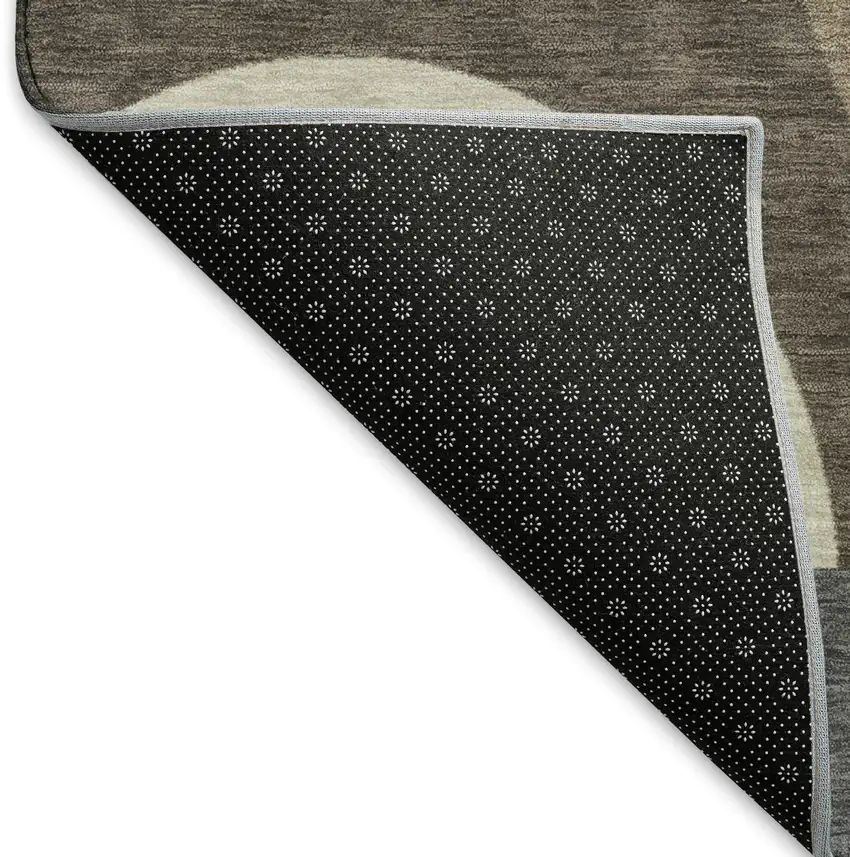 Brown Gray And Ivory Geometric Washable Area Rug With UV Protection Photo 5