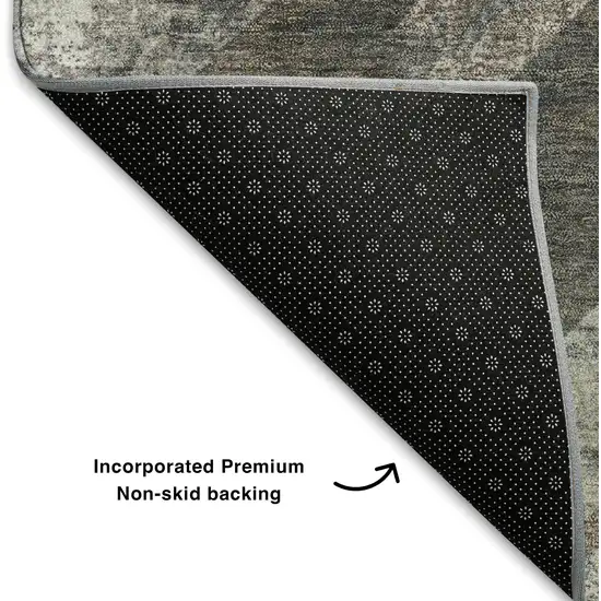 Brown Gray And Ivory Geometric Washable Area Rug With UV Protection Photo 7