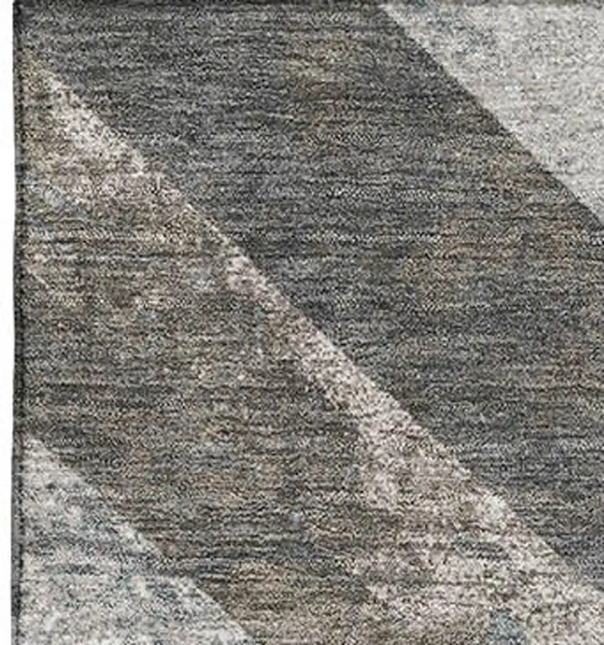 Brown Gray And Ivory Geometric Washable Area Rug With UV Protection Photo 4