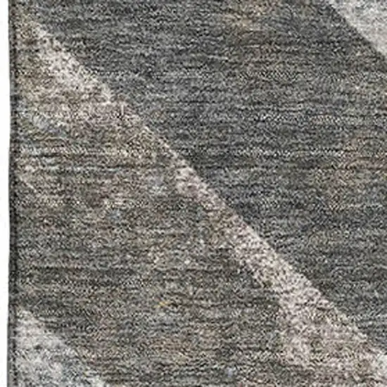 Brown Gray And Ivory Geometric Washable Area Rug With UV Protection Photo 3