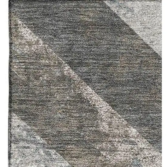 Brown Gray And Ivory Geometric Washable Area Rug With UV Protection Photo 4