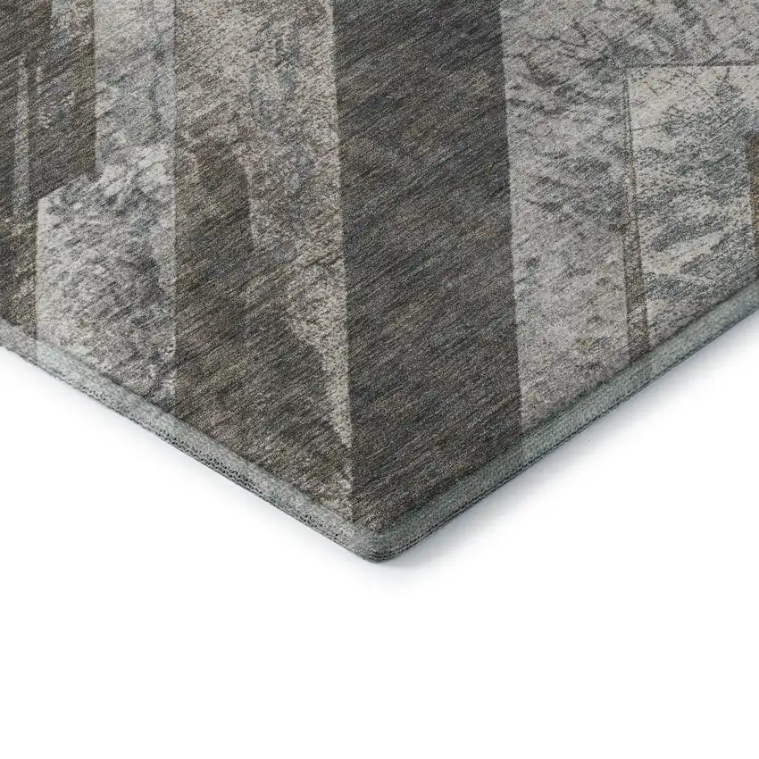 Brown Gray And Ivory Geometric Washable Area Rug With UV Protection Photo 8