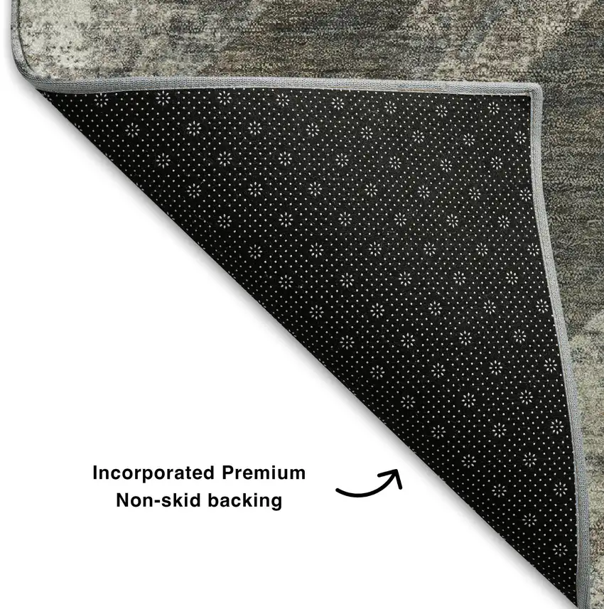 Brown Gray And Ivory Geometric Washable Area Rug With UV Protection Photo 7