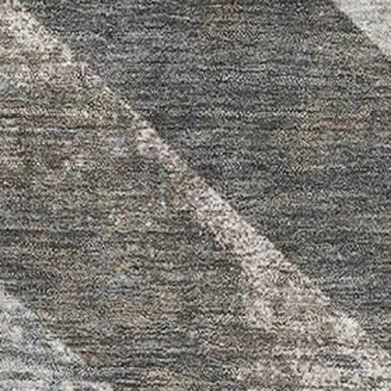 Brown Gray And Ivory Geometric Washable Area Rug With UV Protection Photo 3