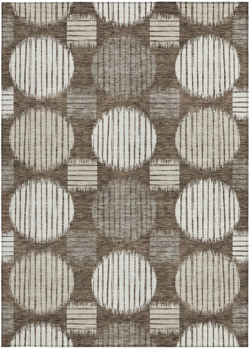 Brown Gray And Ivory Geometric Washable Indoor Outdoor Area Rug Photo 7
