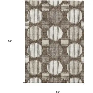 Photo of Brown Gray And Ivory Geometric Washable Indoor Outdoor Area Rug