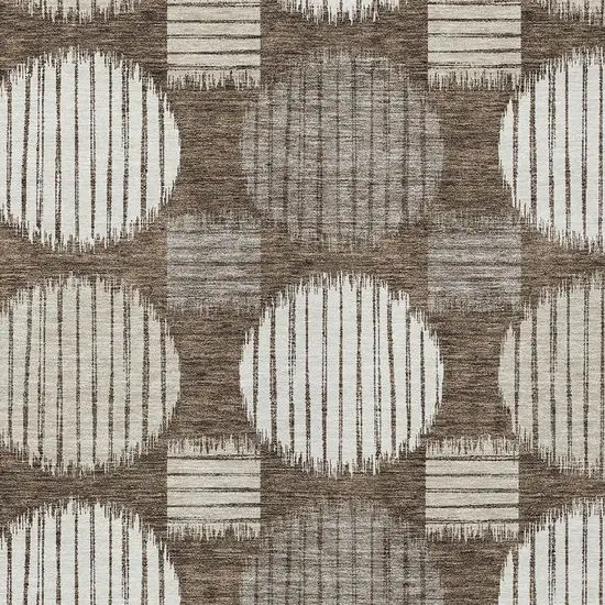 Brown Gray And Ivory Geometric Washable Indoor Outdoor Area Rug Photo 6