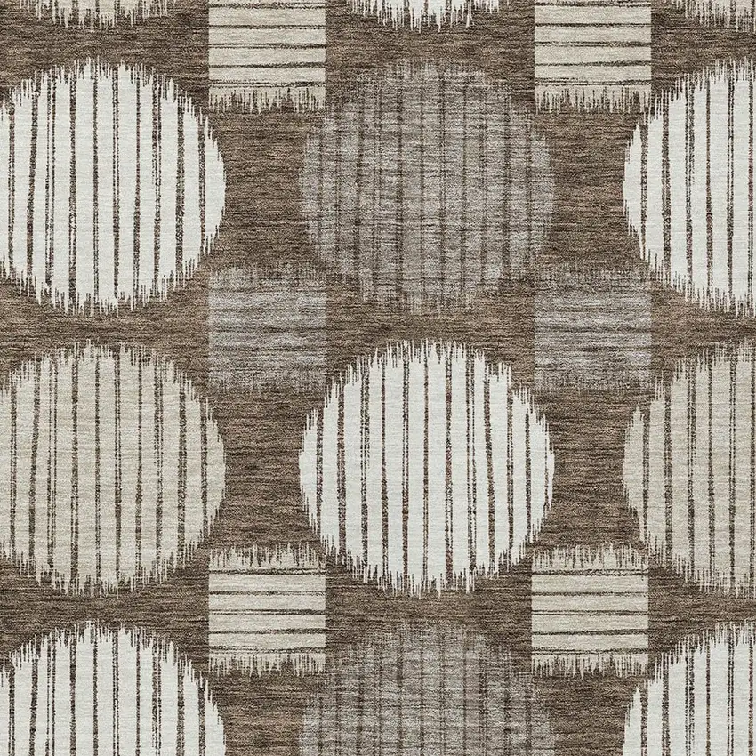 Brown Gray And Ivory Geometric Washable Indoor Outdoor Area Rug Photo 6