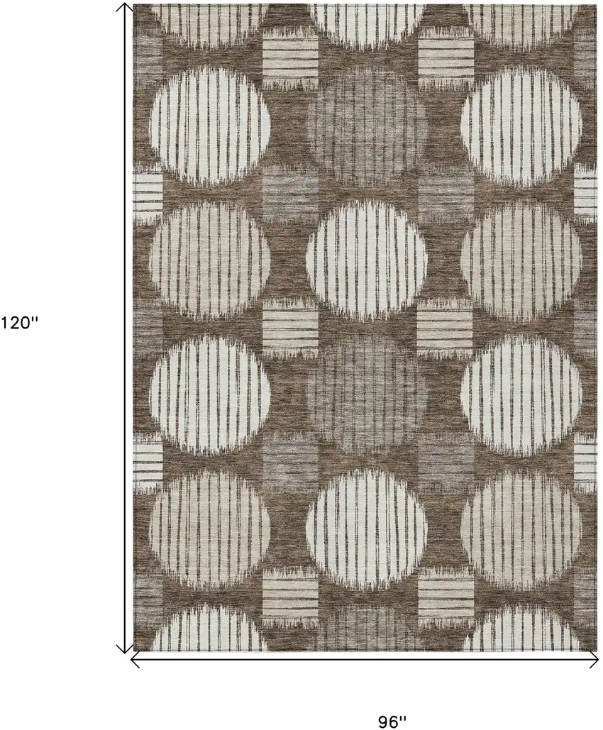Brown Gray And Ivory Geometric Washable Indoor Outdoor Area Rug Photo 3