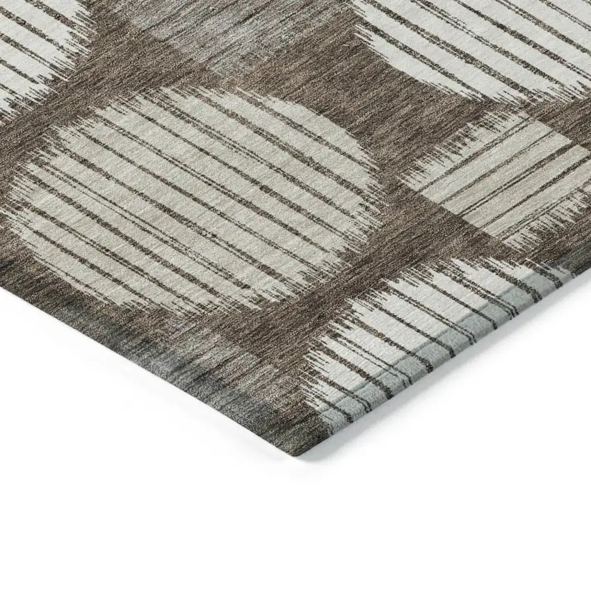 Brown Gray And Ivory Geometric Washable Indoor Outdoor Area Rug Photo 5