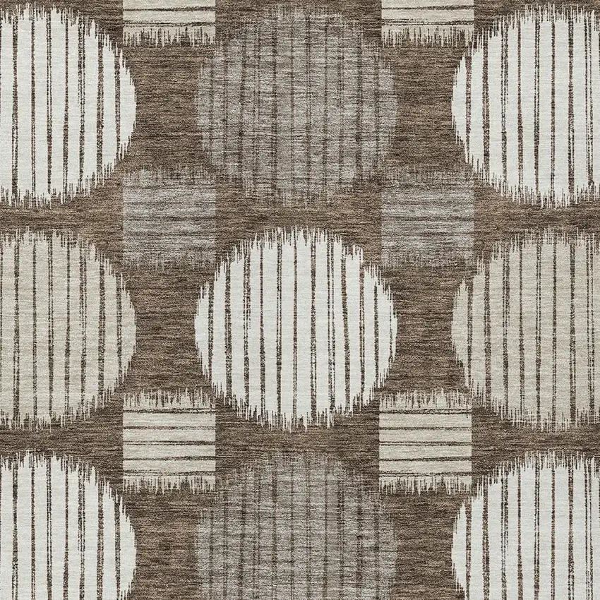 Brown Gray And Ivory Geometric Washable Indoor Outdoor Area Rug Photo 6