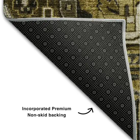 Brown Gray And Ivory Oriental Washable Area Rug With UV Protection Photo 8