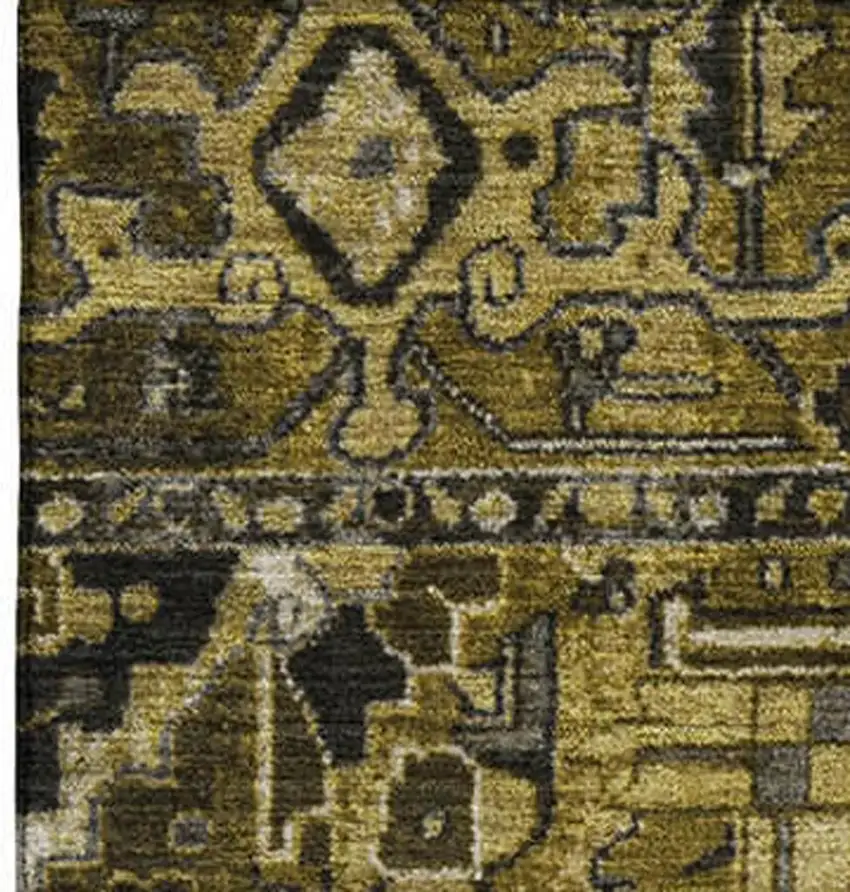 Brown Gray And Ivory Oriental Washable Area Rug With UV Protection Photo 4