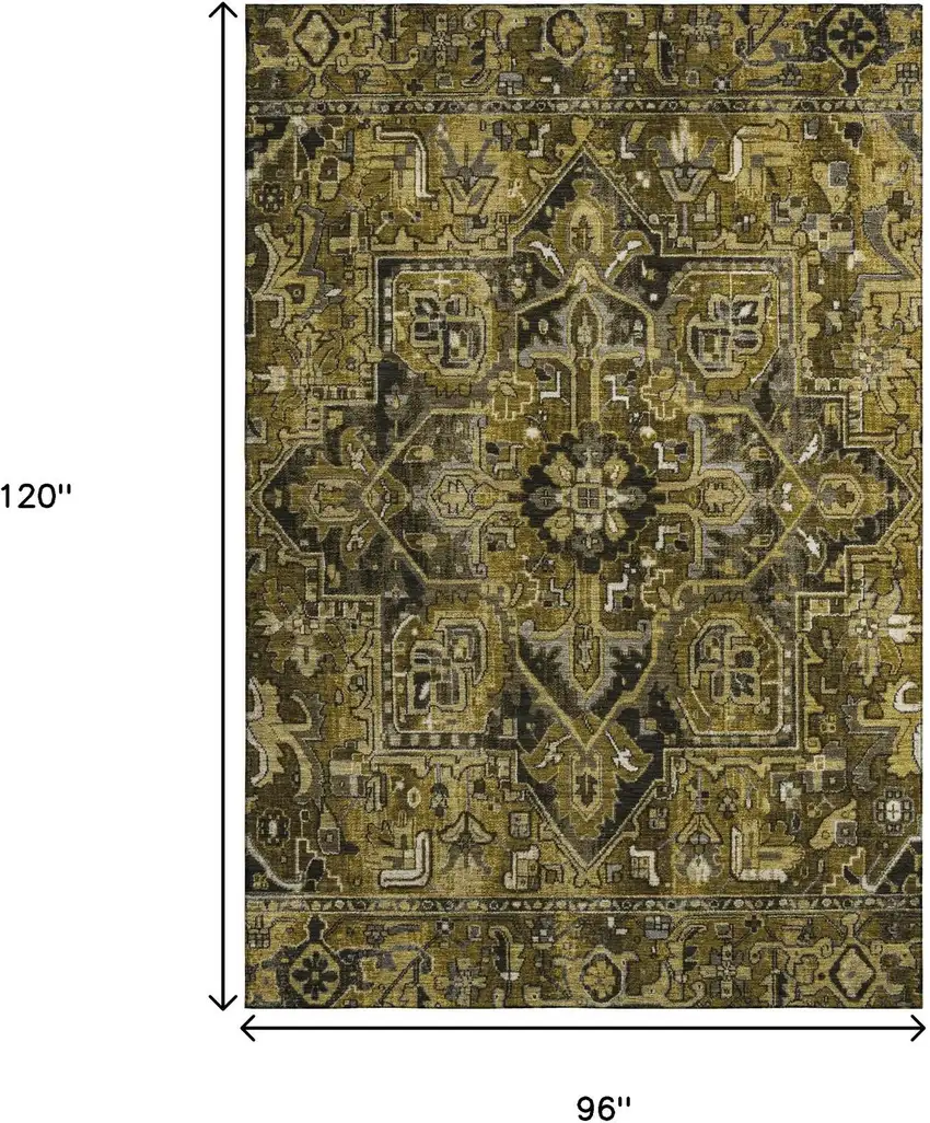 Brown Gray And Ivory Oriental Washable Area Rug With UV Protection Photo 3
