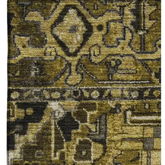 Brown Gray And Ivory Oriental Washable Area Rug With UV Protection Photo 3