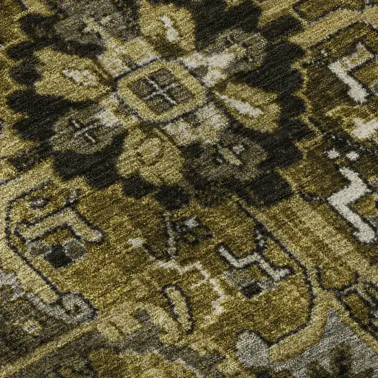 Brown Gray And Ivory Oriental Washable Area Rug With UV Protection Photo 9