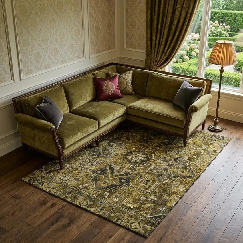Brown Gray And Ivory Oriental Washable Area Rug With UV Protection Photo 1
