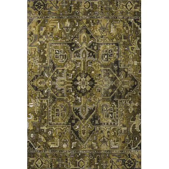 Brown Gray And Ivory Oriental Washable Area Rug With UV Protection Photo 4