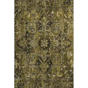 Photo of Brown Gray And Ivory Oriental Washable Area Rug With UV Protection
