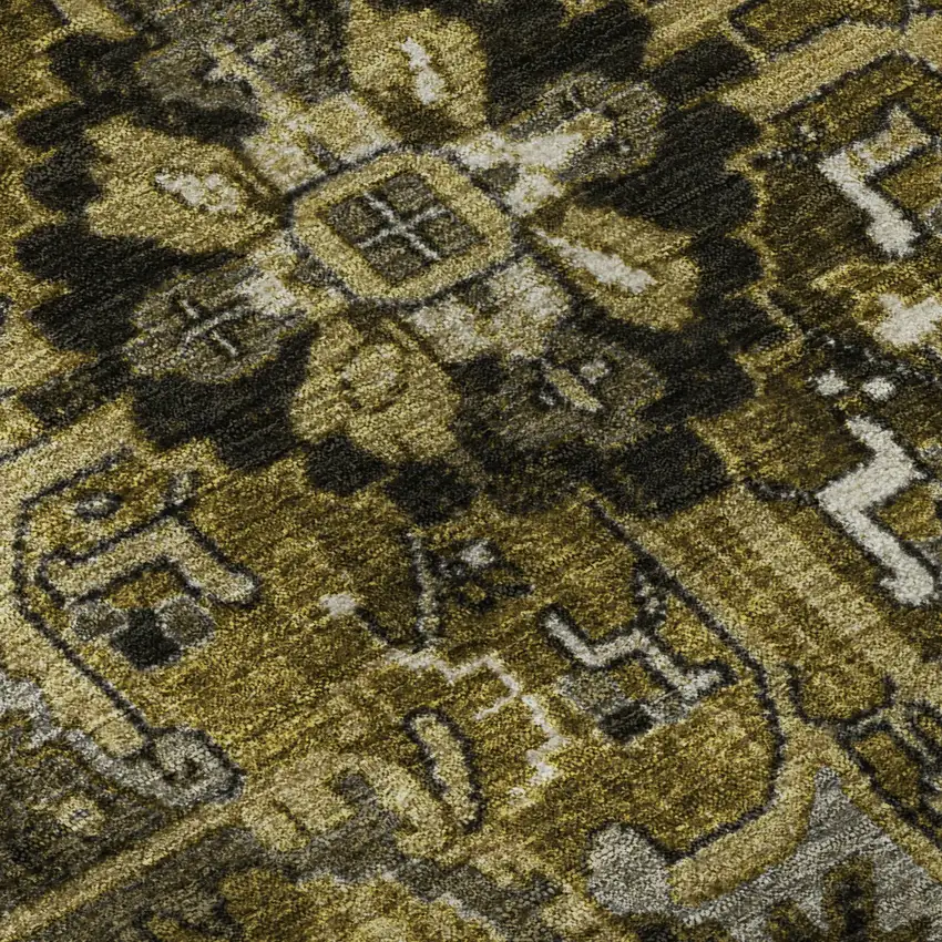 Brown Gray And Ivory Oriental Washable Area Rug With UV Protection Photo 9