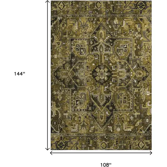 Brown Gray And Ivory Oriental Washable Area Rug With UV Protection Photo 3