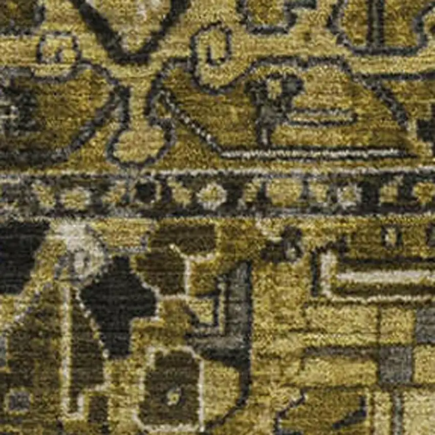 Brown Gray And Ivory Oriental Washable Area Rug With UV Protection Photo 3